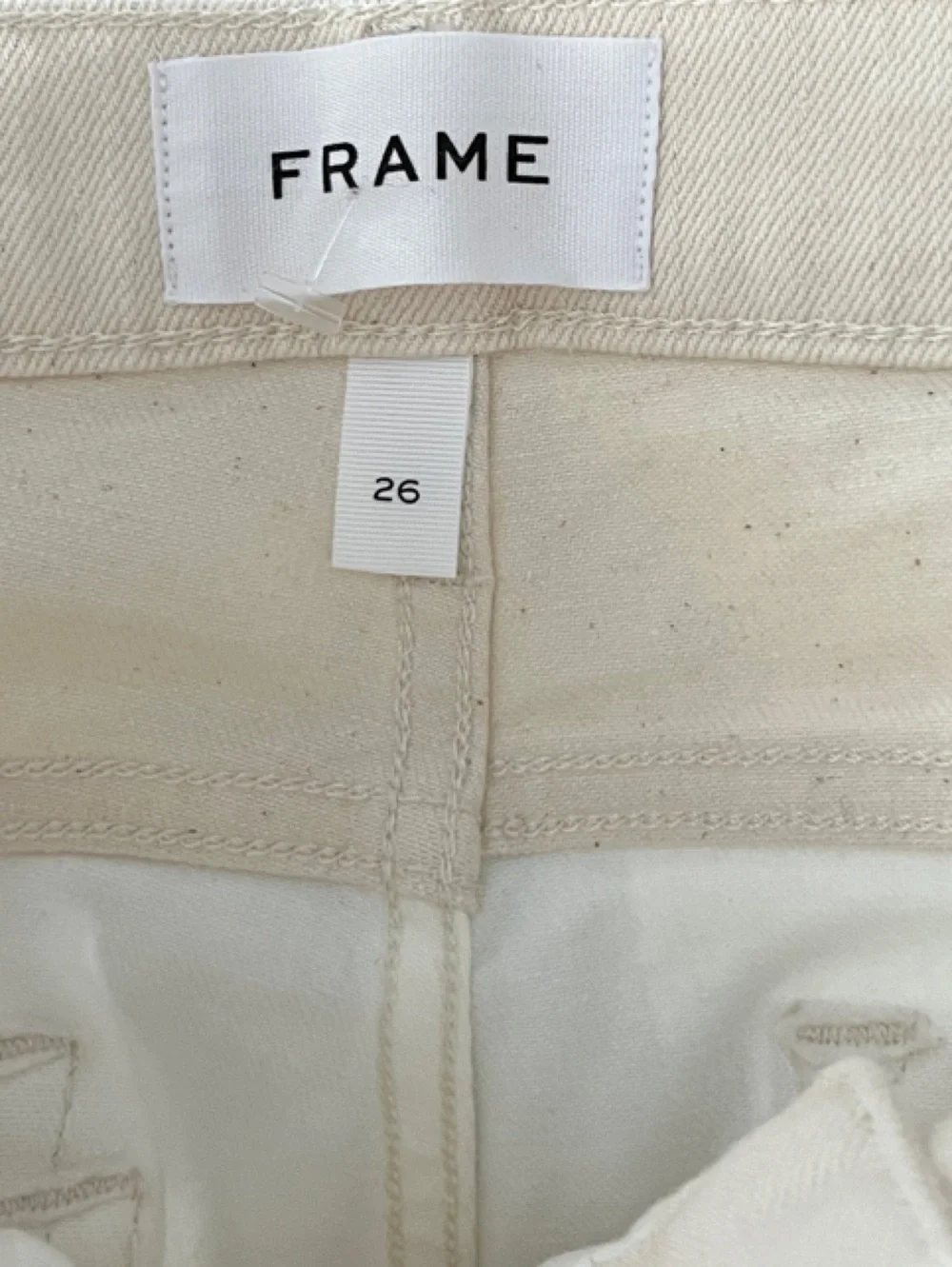 FRAME Le Crop Mini Boot denim pants in the two-tone Multi White Ecru Size 26 NWT - Picture 7 of 10